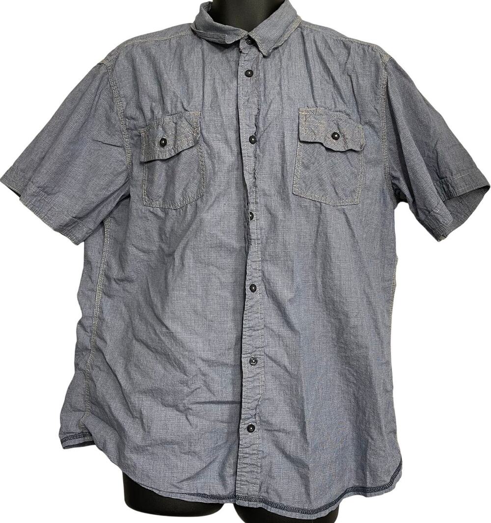 ijeans by Buffalo Button Up Shirt Mens XXL Purple Short Sleeve 100 Cotton Preppy